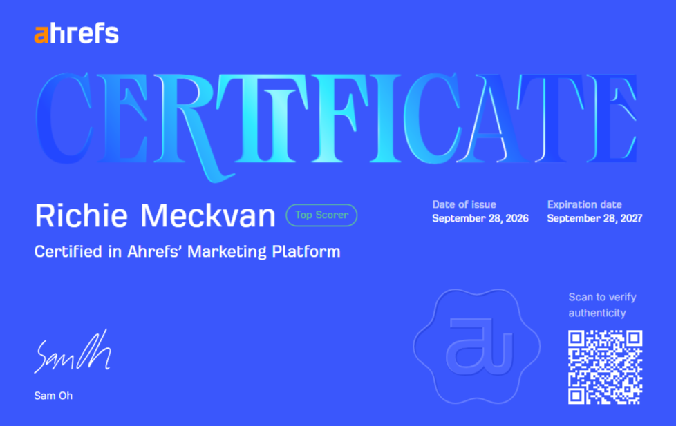 Ahrefs Marketing Platform Certification