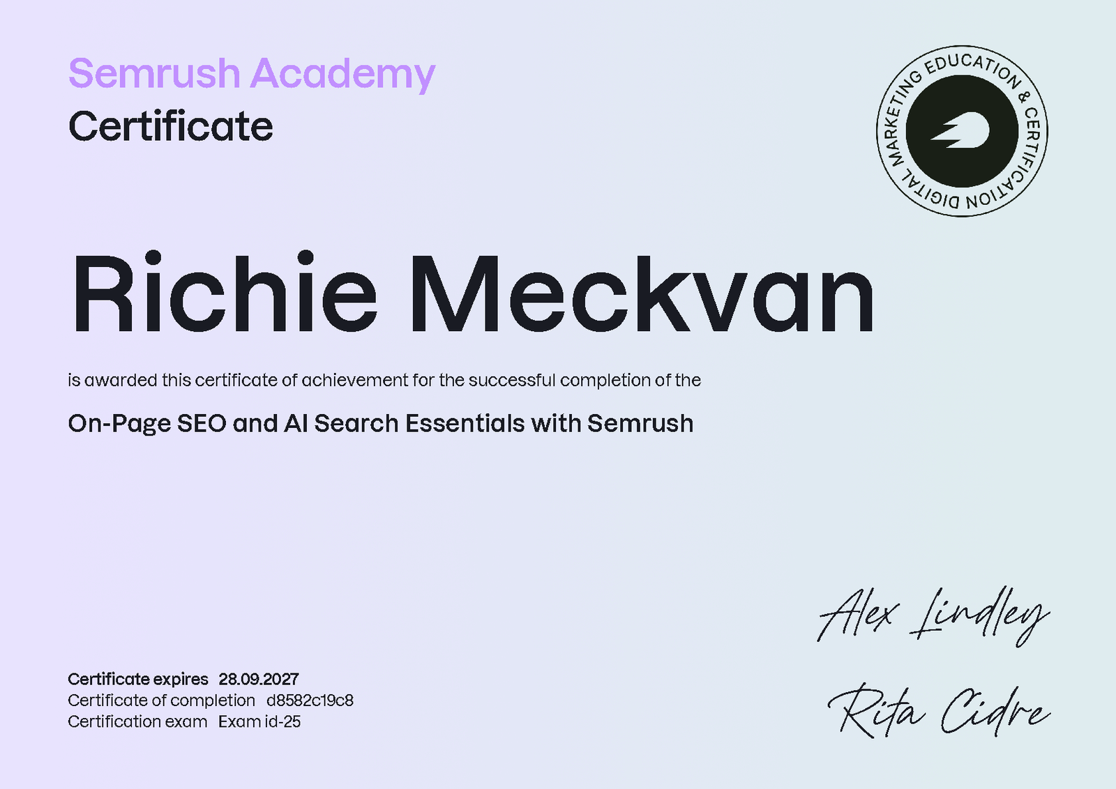 On-Page SEO and AI Search Essentials Certification